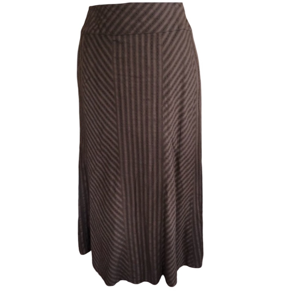 Talbots Brown Cotton Striped Lace maxi skirt lined side hidden zipper Size 2P